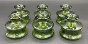 VTG Dansk Designs Green Glass Inkwell/Vases France Set of 6. 1 - Glows Green - Picture 1 of 4