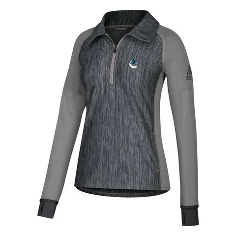 Vancouver Canucks NHL Adidas Women's Climalite Ash Grey Vertical Heather Jacket Cover