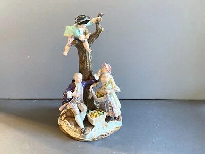 Antique Meissen Porcelain Family & Apple Tree Grouping Figurine, 19 century - Image 1 of 4