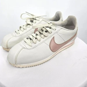 Nike Cortez weiß rosa Leder Turnschuhe Damen 6,5 klassische Laufschuhe - Bild 1 von 8