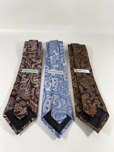 GEOFFREY BEENE Paisley Tie Neckties 3pc Lot 100% Silk L56” x W3-1/2” EUC - Picture 1 of 10