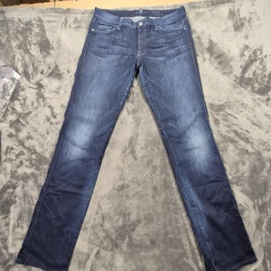 Pantalones de mezclilla 7 For All Mankind para mujer 32 azules Kimmie pierna recta lavado oscuro - Imagen 1 de 16