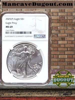 2025 P Silver Eagle with Eagle Privy NGC MS69 with Brown Label - Image 1 of 4