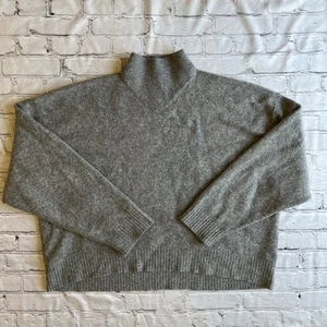 Allsaints Gray Sweater Wool Blend Womens Large Pull Over Oversized Mock Neck - Picture 1 of 17