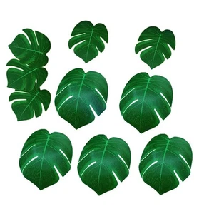 Artificial Palm Leaves 36pcs Fake Green Monstera Tropical Faux Decor - Picture 1 of 7