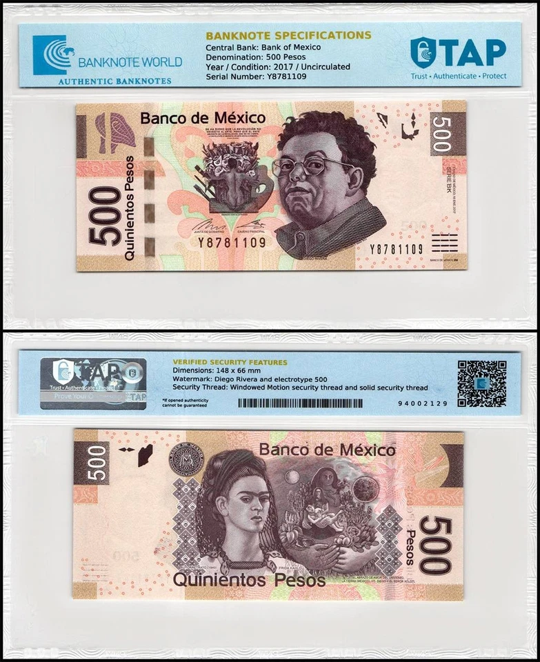 Mexico 500 Pesos, 2017, P-126aae, UNC, Series BK, Authenticated Banknote - Image 1 of 1
