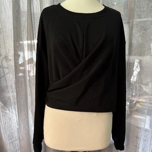 HALARA- Round Neck Long Sleeve Crossover Tie Back Cropped Casual Sweatshirt 3xl - Picture 1 of 12