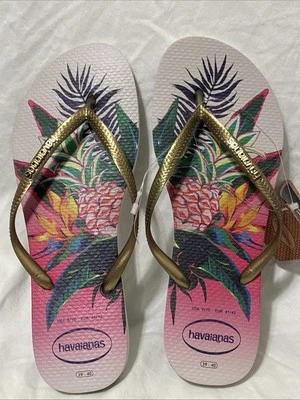 Chanclas Havaianas Delgadas Tropicales Piña Tanga Sandalias Para Mujer 9/10 NUEVAS Foto 1 de 4