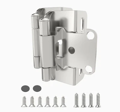 Paquete de 48 bisagras de gabinete de cocina semiparciales superpuestas de 1/2" Foto 1 de 4