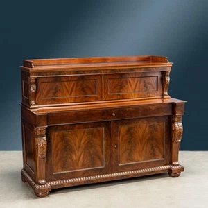 Antique Writing Desk Cabinetmake Henry Thomas Peters Mahogany Feather Genoa 1840 - Picture 1 of 10