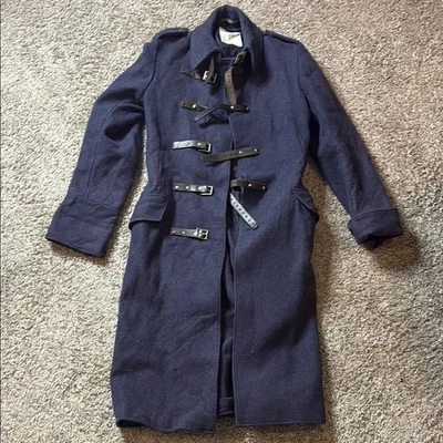 Abrigo de Lona Militar Clásico de Lana De Colección Azul Palanca Con Capucha Hombres Talla Pecho 40? L? Foto 1 de 4