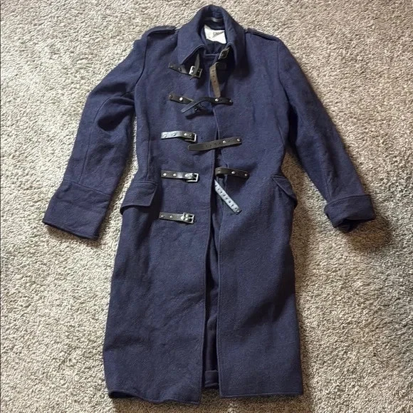 Abrigo de Lona Militar Clásico de Lana De Colección Azul Palanca Con Capucha Hombres Talla Pecho 40? L? Foto 1 de 4