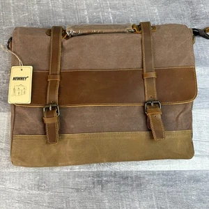 NEWHEY Borsa Messenger Uomo Impermeabile Tela Pelle Computer Portatile Borsa 15,6 - Foto 1 di 12