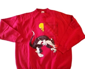 Looney Tunes Warner Bros XL XLarge 1990's 1997 Sweatshirt USA Sylvester Tweety - Picture 1 of 15