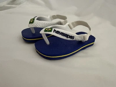 Zapato Chanclas Havaianas Bebé Brasil Logo Blanco Azul Talla 3-6 Meses Infantil Foto 1 de 4