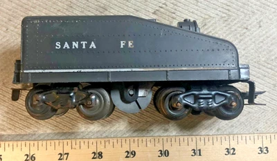 Marx Sound Of Power O Gauge Santa Fe gray plastic Slopeback Tender not working. - Image 1 of 4