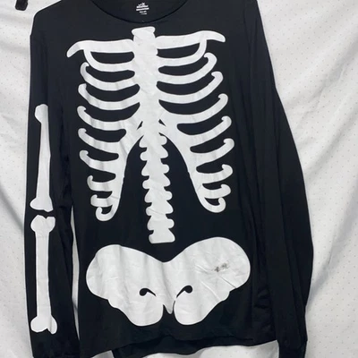 Fantasias de esqueleto adulto brilho no escuro unissex Sm34-36 homem 2 peças Halloween PJs - Imagem 1 de 4