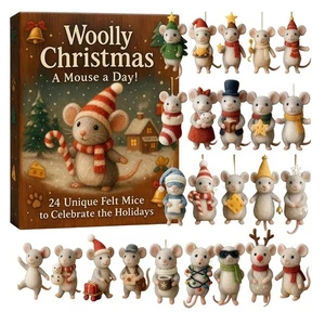 2025 Weihnachtsmaus Adventskalender 2D Acryl Winter Urlaub Dekoration 2D 2D - Bild 1 von 12