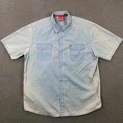 Camisa De Colección Años 90 Y2K Quiksilver Para Hombres XL Perla A Presión Cambray Denim Ligera Surf Foto 1 de 4