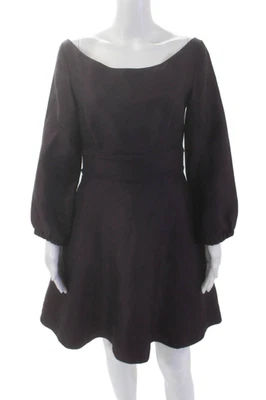 Cynthia Rowley Womens Long Sleeve Boat Neck Knee Length Dress Purple Size 6 - Image 1 of 4