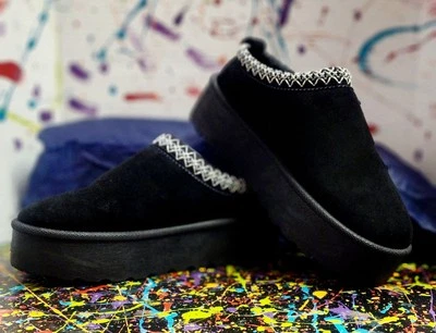 Mudd Black Stormy White Embroidered Platform Slip-on Clogs Black Women's 8.5 - Image 1 of 4