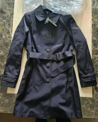 NEW womens RALPH LAUREN trench coat belted faux leather trim size M uk 12-14 j. - Image 1 of 4