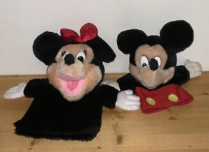 Vtg Mickey Mouse And Minnie Plush Disney Hand Puppets Applause Dolls Head Cover
