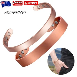 100% Pure Copper Magnetic Arthritis Pain Bracelet Relief Energy Therapy Cuff AU - Picture 1 of 21