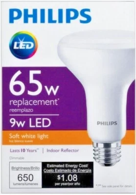 LED Indoor Reflector - Philips 65W/9W 9BR30/LED/827/DIM 120V - Image 1 of 4
