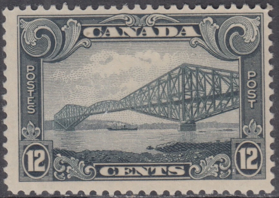 CANADA Sc#  156.4 VLH QUEBEC BRIDGE 12¢ GRAY - Image 1 of 1