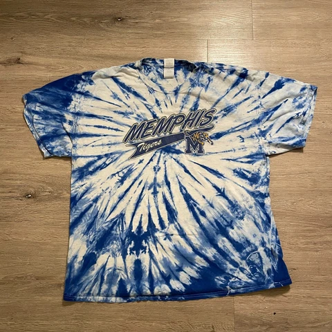 Memphis Tigers University Basketball Tie Dye Shirt Blue Size 2XL College NCAA Cover