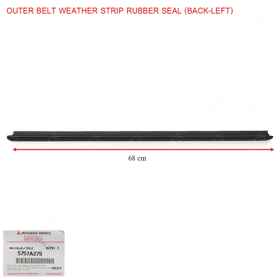 Rear Lh Outer Weatherstrip Door Belt For Mitsubishi Mirage Space Star '12 - 2018 - Image 1 of 4