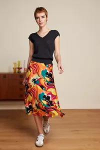 King Louie Skirt Multi-Color Colorful Flowered Juno Skirt Aurelio 08974 - Picture 1 of 5