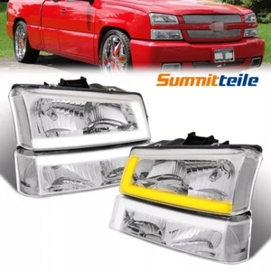 Chrome Headlights Sequential Signal LED DRL For 03-07 Chevy Silverado Avalanche - Picture 1 of 16
