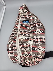 Kavu Tribal Geometric Aztec Rope Sling Bag Crossbody Purse Backpack Black Red - Picture 1 of 4