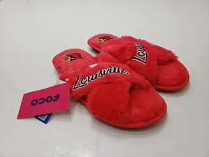 Foco Louisville Cardinals Womens Slippers House Shoes Fuzzy Red Size S 5-6 NWT - Picture 1 of 7