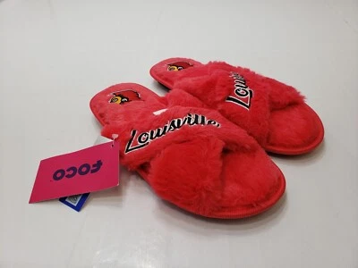 Zapatillas de casa Foco Louisville Cardinals para mujer rojas borrosas talla S 5-6 nuevas con etiquetas Foto 1 de 4