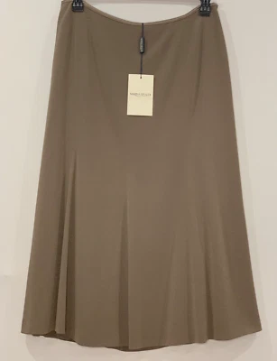 Falda Marina Rinaldi Italia Lujo Midi Largo Taupe Talla 21 / EE. UU. 12-14 Foto 1 de 4