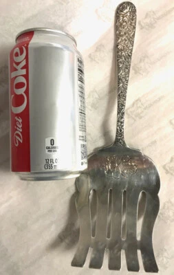 Kirk Repousse Pattern Sterling Silver Serving/Asparagus Fork 10 1/8" mono - Image 1 of 4