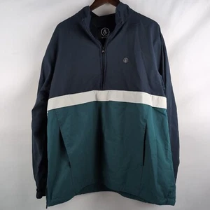 Volcom Men's Blue/Teal/Green 1/4 Quarter Zip Cinched Waist Kangaroo Pocket, XXL - Picture 1 of 12