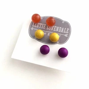 Antike Edelsteine 8 mm Vintage Plexiglas Dreifach Ohrstecker Set - Bild 1 von 6