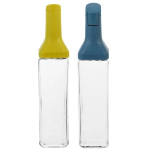 2pcs Glass Oil Dispensers Clear Vinegar Bottle Soy Sauce Bottle Condiment Bottle - Picture 1 of 12
