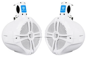 Paar Rockville RWB80W 8" weiß 2-Wege 600 Watt Marine Wakeboard Turm-Lautsprecher - Bild 1 von 8