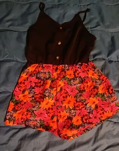 Girls Shein Black/Floral Romper Size Youth 10 - Picture 1 of 1