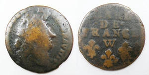 1 piece de 1 Liard de France Louis XIV 1714 W - Imagen 1 de 1