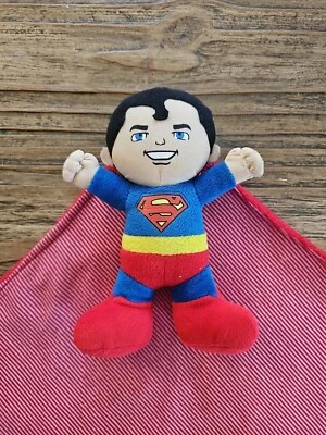 Edredón de felpa Superman Lovey manta de seguridad rojo azul DC Super Friends bebé T Foto 1 de 3