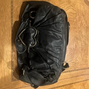 Vintage Woman’s Moschino Jeans Leather Bag Black Italy - Picture 1 of 7