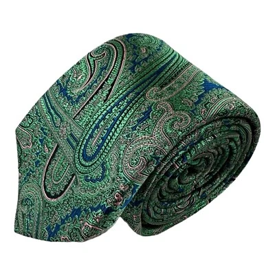 Галстук мужской Holland & Sherry зеленый сине-розовый блеск шелк пейсли ширина 3,25 дюйма - Изображение 1 из 4