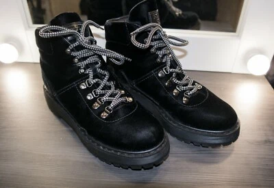 Botines de cuña PRADA talla 40,5 3T6358 zapatos terciopelo negro Foto 1 de 4