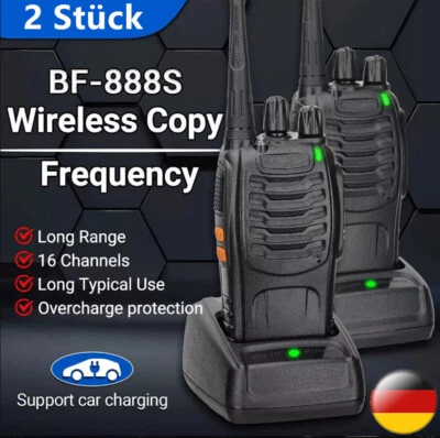 MARKENLOS 2 x Baofeng BF-888S Walkie Talkie Handfunkgerät mit-Headset UHF Sprechfunkgeräte